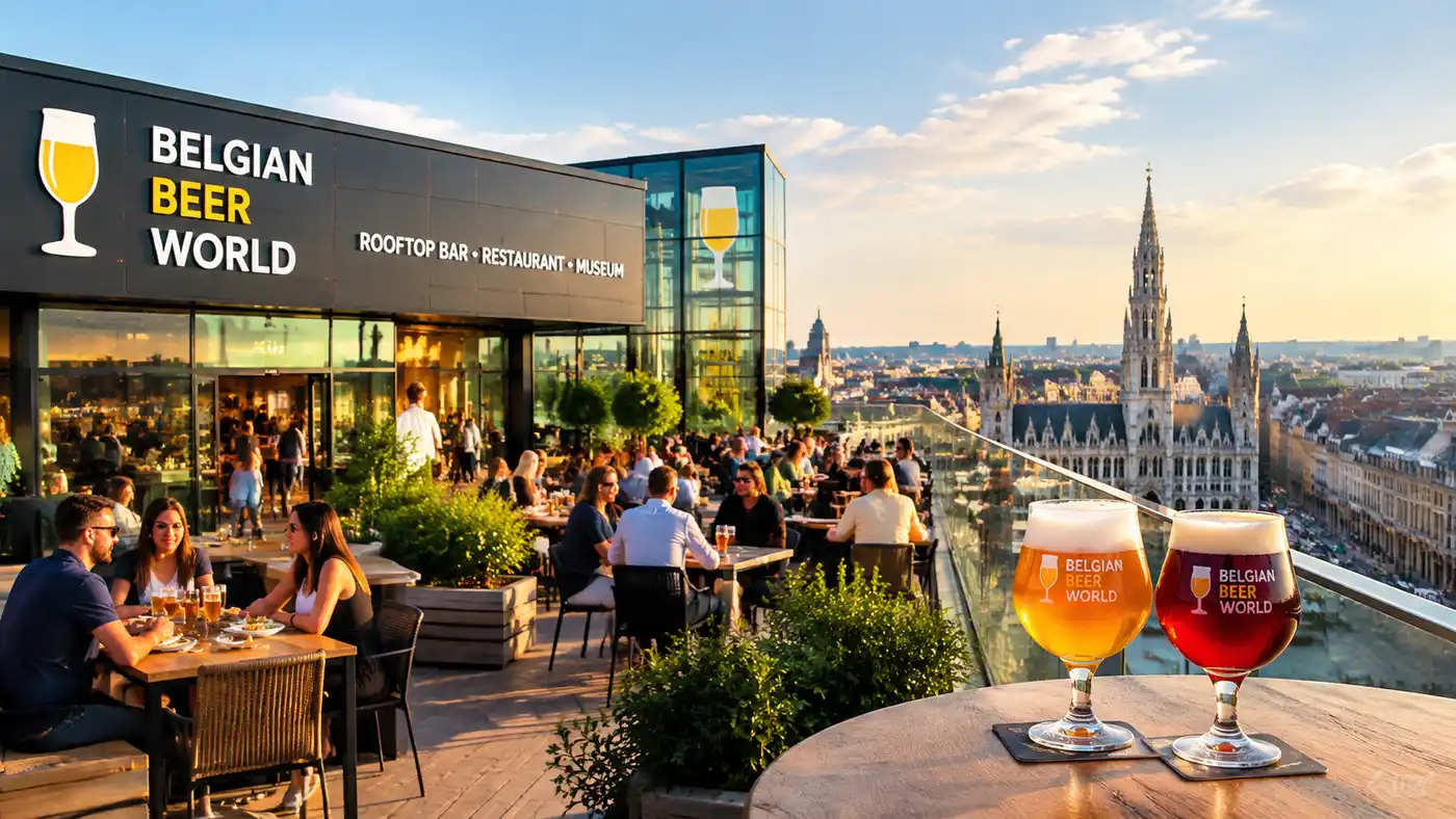Belgische Bierwelt: Dachterrassen-Bar, Restaurant & Museum